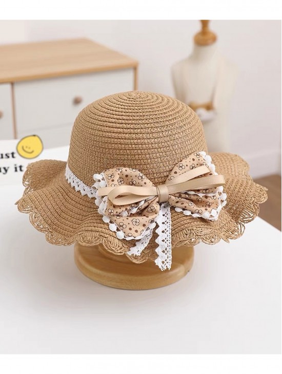 kids Crochet Mini Sunhat W/ Flower Ribbon